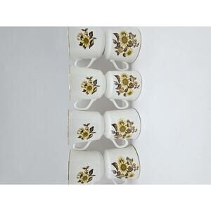 Set of 8 Vintage Royal Warwick "Sunflower" Mugs | Made in England